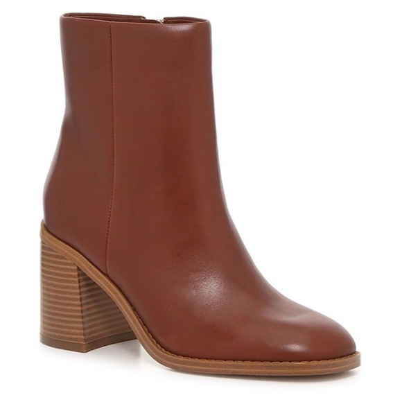 Marc Fisher Shoes - Marc Fisher Lianna Women's Brown Leather Block Heel Ankle Boots Size 9.5 NEW
